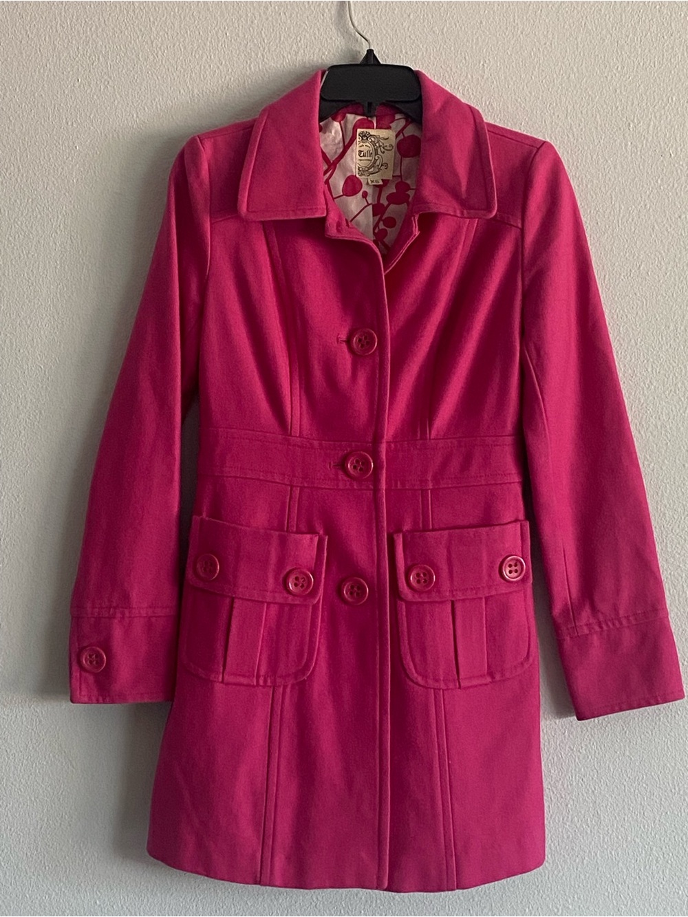 Tulle Hot Pink Pea Coat